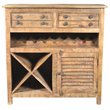 Golden Solid Wood 2 Drawer 1 Door Wine Cabinet in Natural