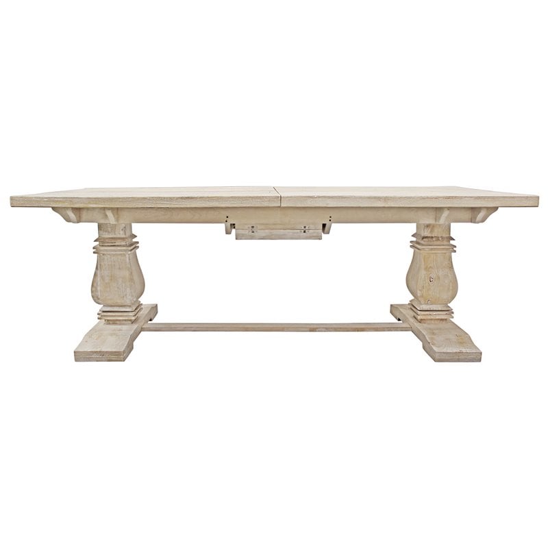 Benedict Extension Dining Table in Mango Solid Wood with White Wash Finish