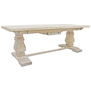 Benedict Extension Dining Table in Mango Solid Wood with White Wash Finish