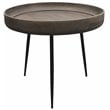 Benedict Jay Solid Wood Round Side Table in Gray Finish