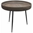 Benedict Jay Solid Wood Round Side Table in Gray Finish
