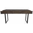 Grady Solid Wood 3 Drawer Desk in Gray Wash with Iron Base