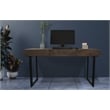 Grady Solid Wood 3 Drawer Desk in Gray Wash with Iron Base