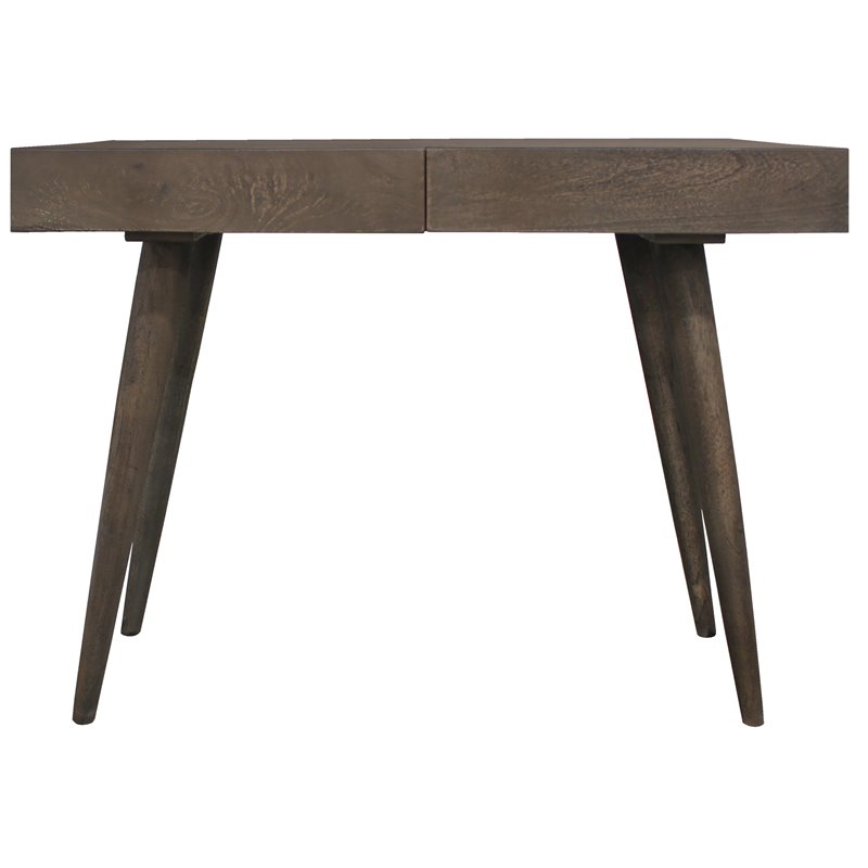 Benedict Acacia Solid Wood 2-Drawer Desk in Gray Wash Finish