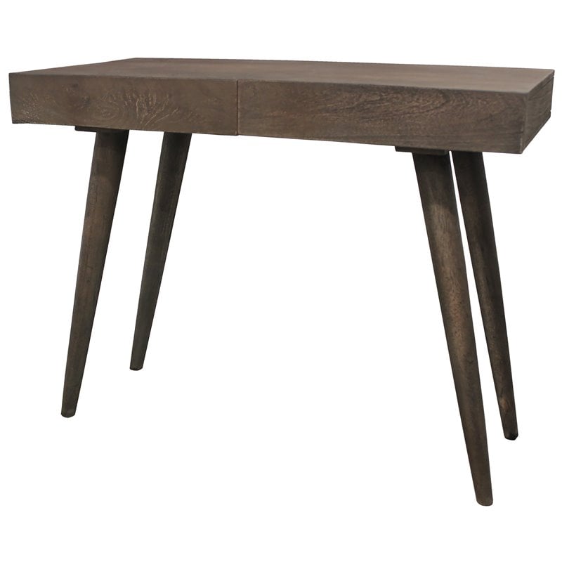 Benedict Acacia Solid Wood 2-Drawer Desk in Gray Wash Finish