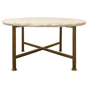 Adair Marble Cocktail Table with Cast Iron Base in White