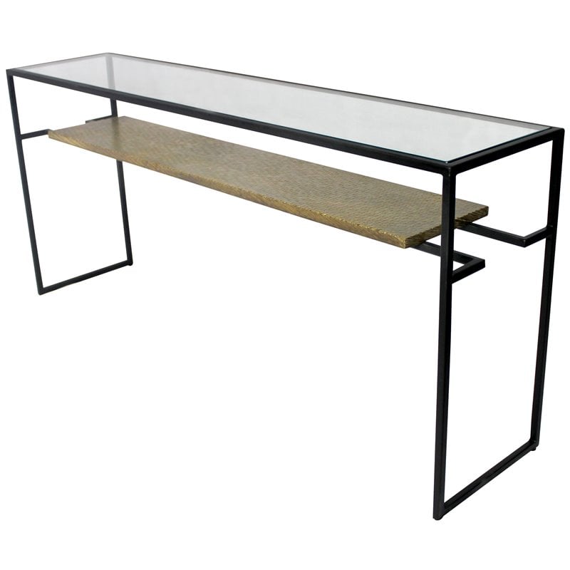 Orlando Cooper Cast Iron Console Table with Brass Cladded Shelf