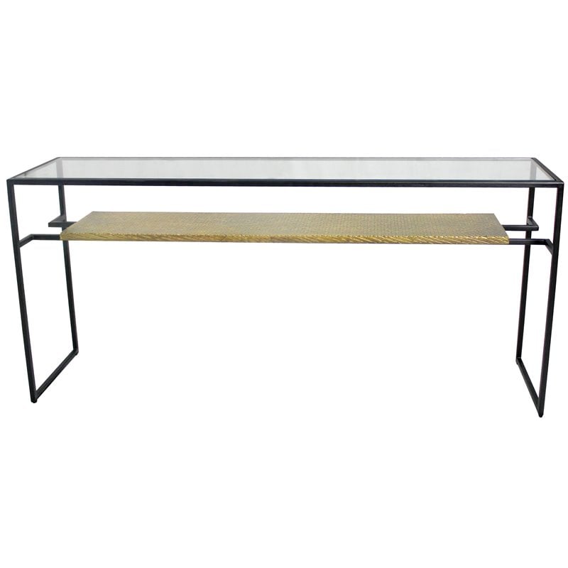 Orlando Cooper Cast Iron Console Table with Brass Cladded Shelf