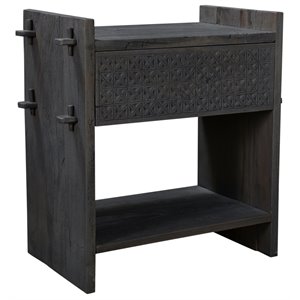 jamboree solid wood hand-carved 1 drawer nightstand in gray