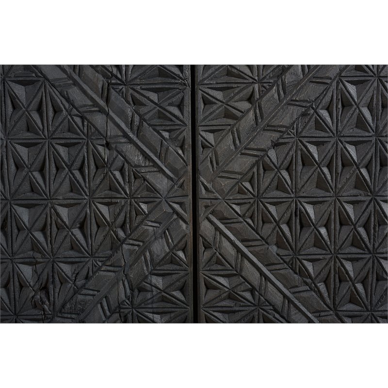 Jamboree Solid Wood Hand-Carved 2 Door Sideboard in Dark Gray