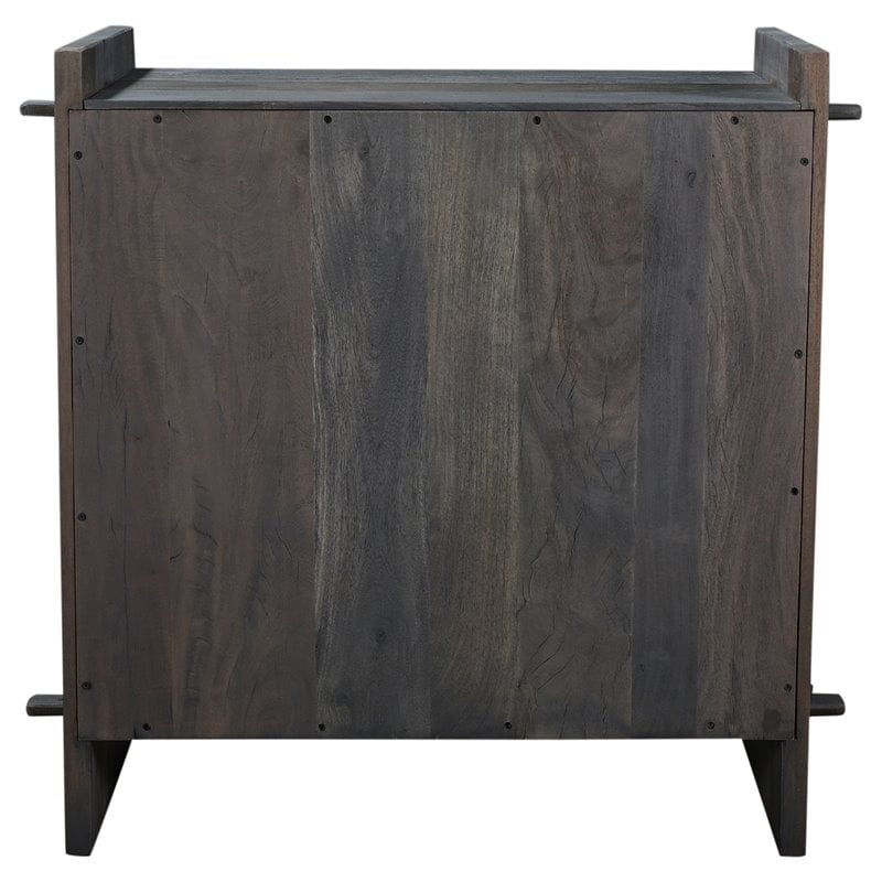 Jamboree Solid Wood Hand-Carved 2 Door Sideboard in Dark Gray