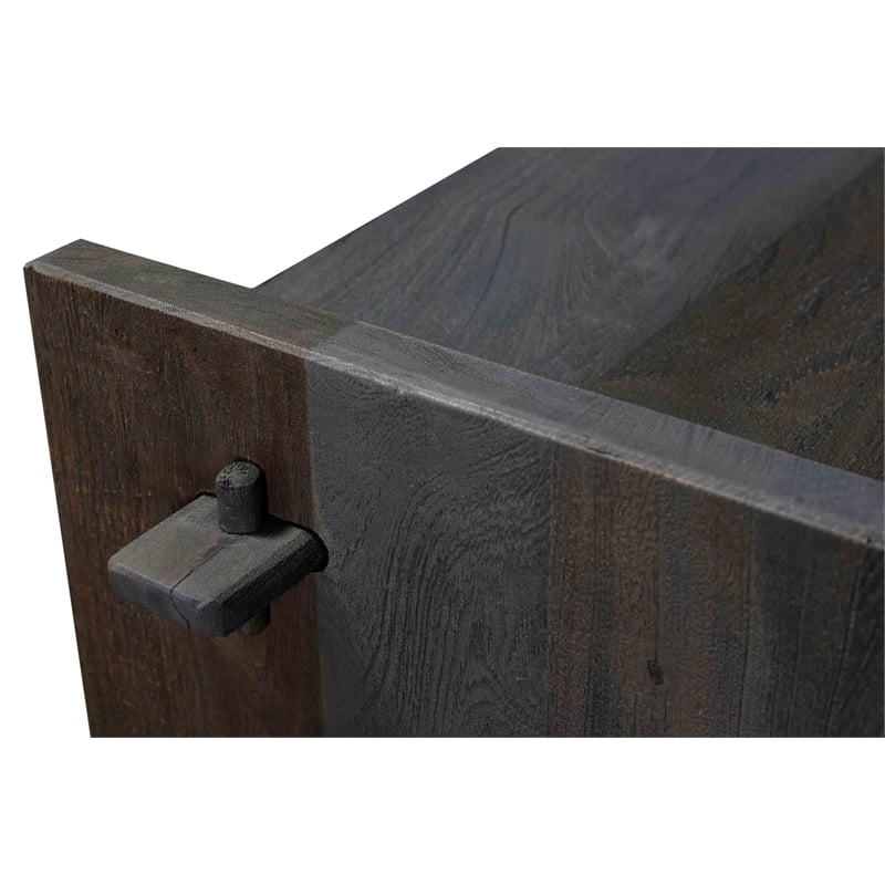 Jamboree Solid Wood Hand-Carved 2 Door Sideboard in Dark Gray