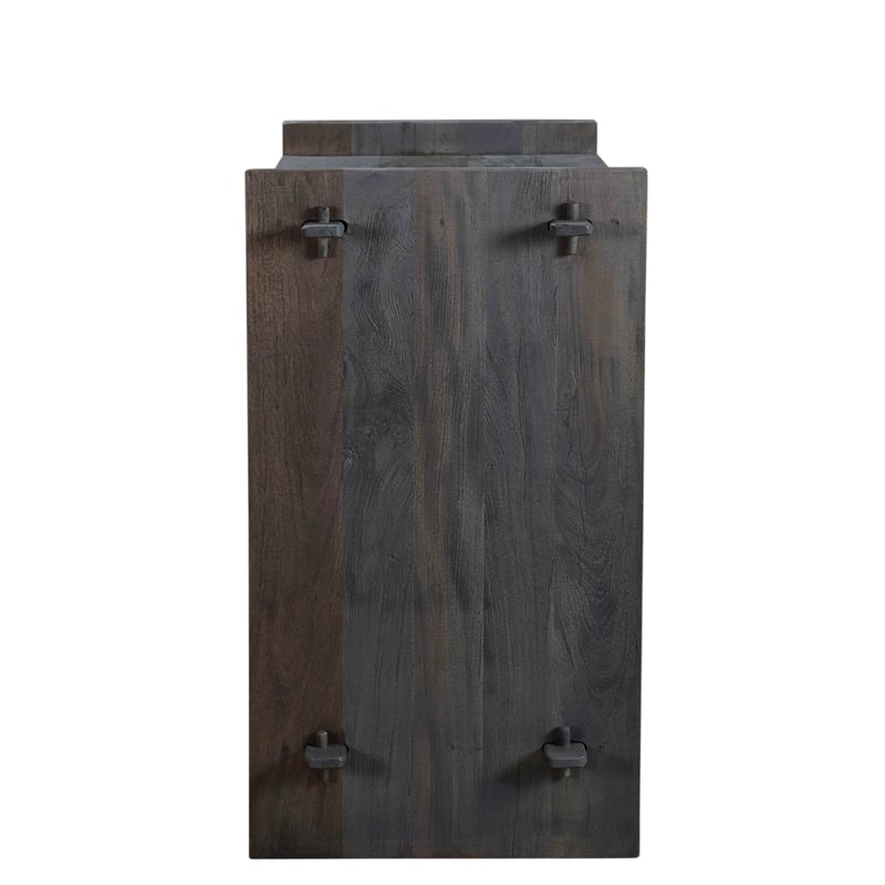 Jamboree Solid Wood Hand-Carved 2 Door Sideboard in Dark Gray