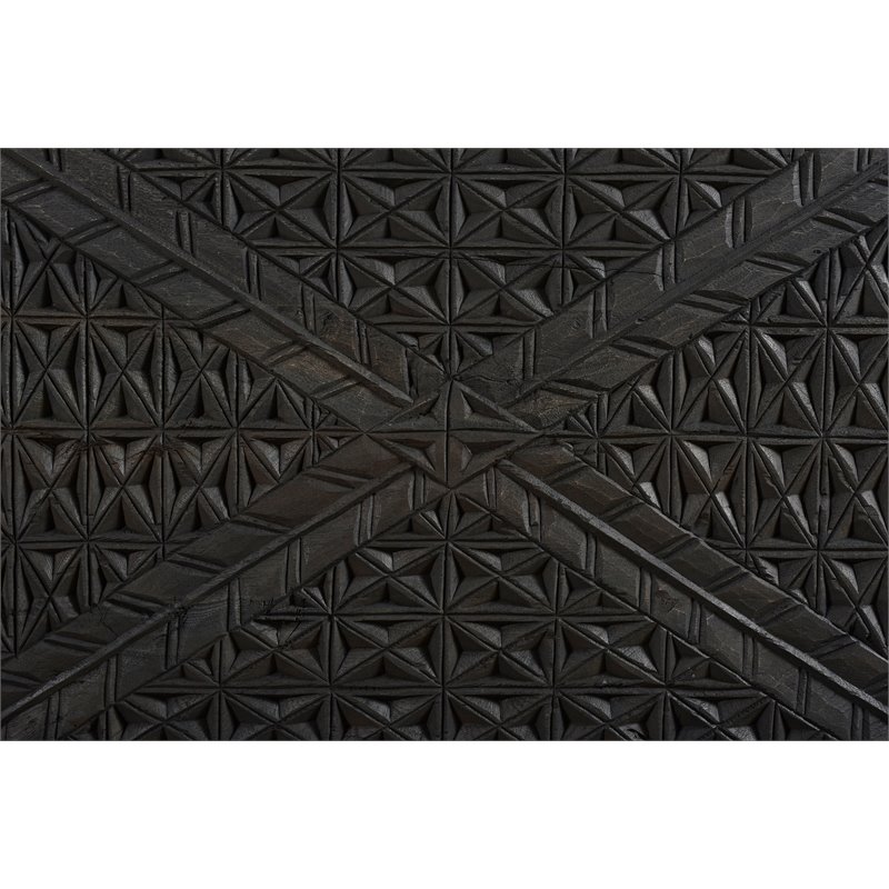 Jamboree Solid Wood Hand-Carved Trunk Box in Dark Gray