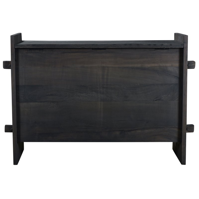 Jamboree Solid Wood Hand-Carved Trunk Box in Dark Gray