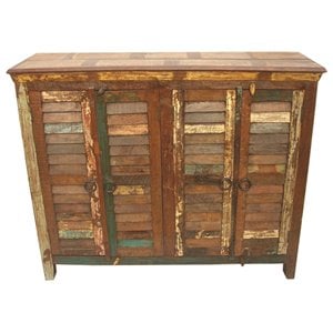 Beach Solid Wood 4 Door Buffet in Multi-Color