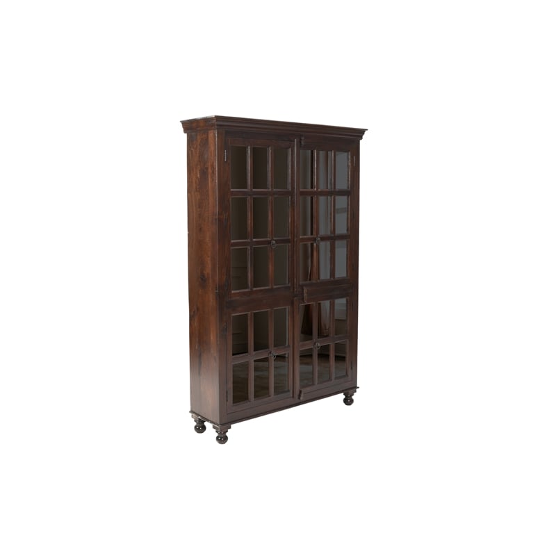 Aspen Solid Wood Cabinet with Glass Doors in Light Brown
