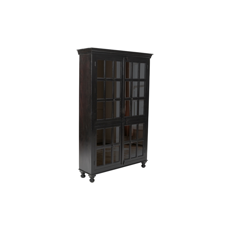 Aspen Solid Wood Cabinet with Glass Doors in Light Brown
