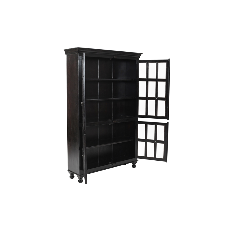 Aspen Solid Wood Cabinet with Glass Doors in Light Brown