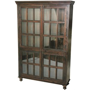 aspen solid wood cabinet with glass doors in light brown