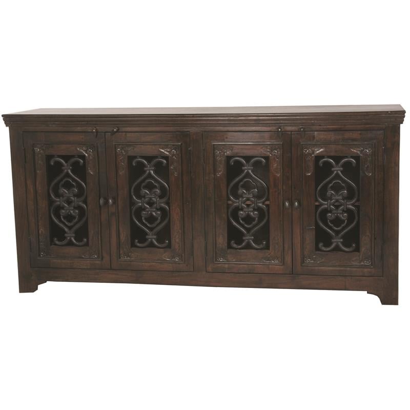 Durango 4-Door Solid Wood Buffet in Brown with Iron Accents