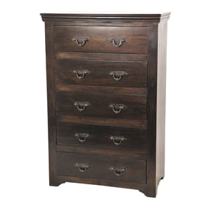 durango solid wood 5 drawer chest in dark brown