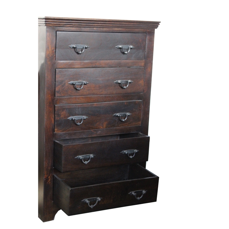 Durango 5-Drawer Chest on Acacia Solid Wood in Espresso Finish