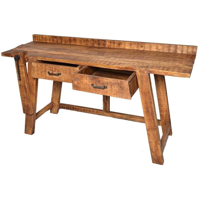 Golden Solid Wood 2 Drawer Student Desk in Natural