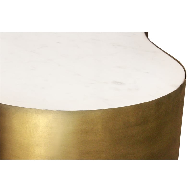 Orlando Kendall Cocktail Table with Marble Top and Brass-Finished Iron Base
