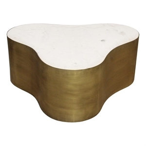 Orlando Kendall Cocktail Table with Marble Top and Brass-Finished Iron Base