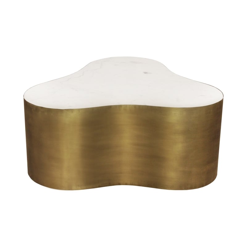 Orlando Kendall Cocktail Table with Marble Top and Brass-Finished Iron Base