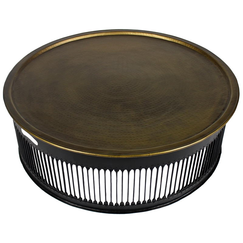 Orlando Drummond Cocktail Table on Cast Iron Base with Brass Top