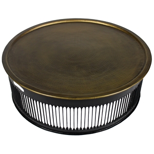 Orlando Drummond Cocktail Table on Cast Iron Base with Brass Top