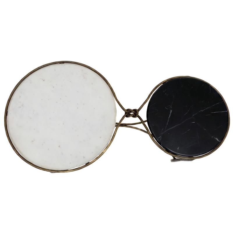 George Cast Iron Cocktail Table with Two Marble Tops in Gold