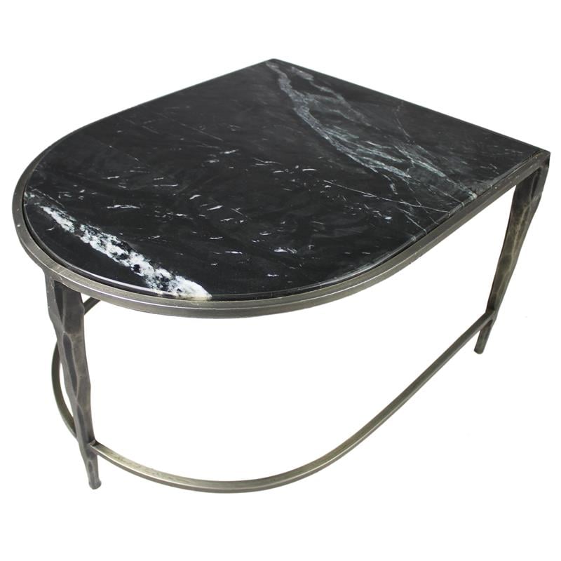 Harrison Cast Iron Nesting Cocktail Tables with Glass and Marble Tops in Gold