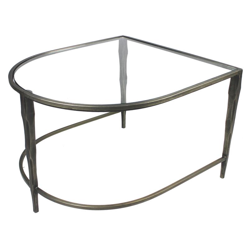 Harrison Cast Iron Nesting Cocktail Tables with Glass and Marble Tops in Gold