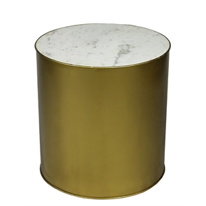 Orlando Kendall End Table with Marble Top and Brass-Finished Metal Base