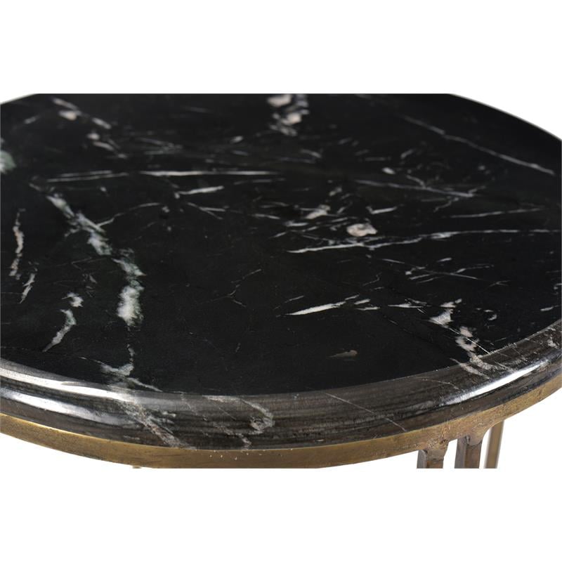 Orlando Agua Side Table on Cast Iron Frame  in Gold Finish with Marble Top