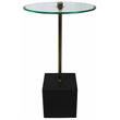 Orlando Agua Cast Iron Side Table with Stone Base and Glass Top in Black