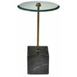 Orlando Agua Cast Iron Side Table with Stone Base and Glass Top in Black