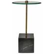 Orlando Agua Cast Iron Side Table with Stone Base and Glass Top in Black