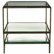 Orlando Melvin Cast Iron Side Table with 3 Glass Top in Antique Brass Finish