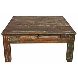 Trinidad Reclaimed Solid Wood 2-Drawer Cocktail Table in Multi-Color