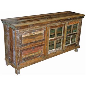 Trinidad Reclaimed Solid Wood 2-Drawer 2-Door Plasma TV Stand in Multi-Color