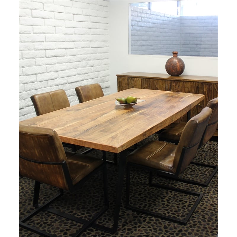 Anaheim Dining Table in Modern Natural Finish on Solid Wood with Iron Base