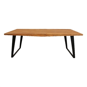 anaheim dining table in modern natural finish on solid wood with iron base