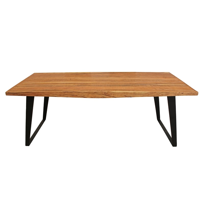 Anaheim Dining Table in Modern Natural Finish on Solid Wood with Iron Base