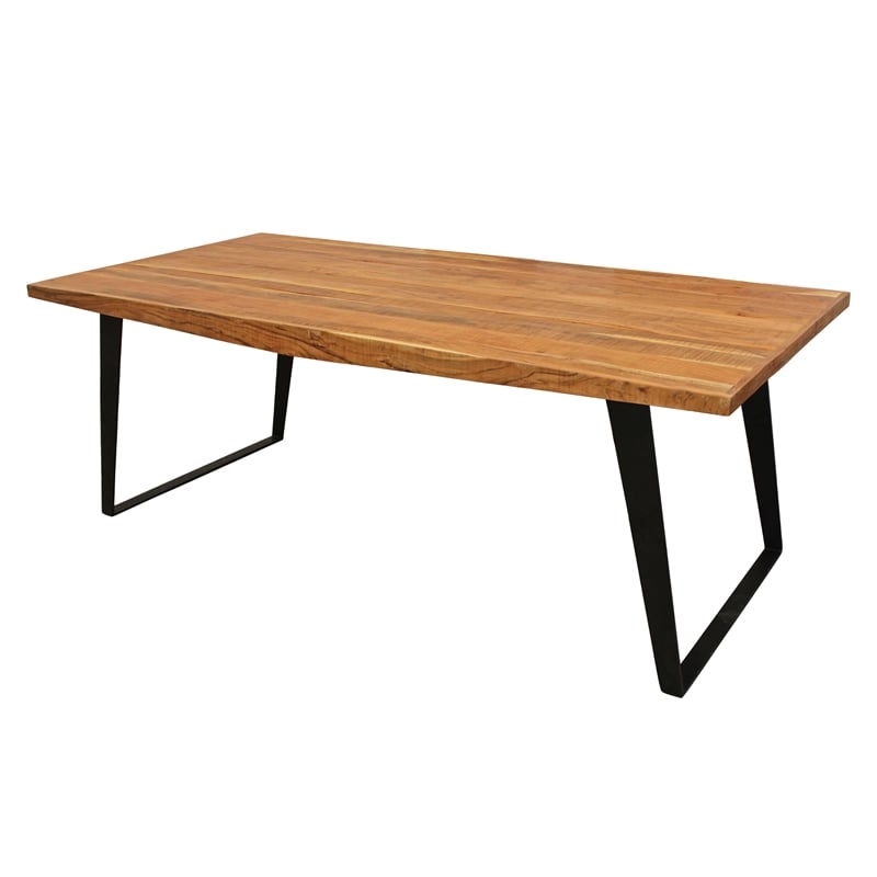 Anaheim Dining Table in Modern Natural Finish on Solid Wood with Iron Base