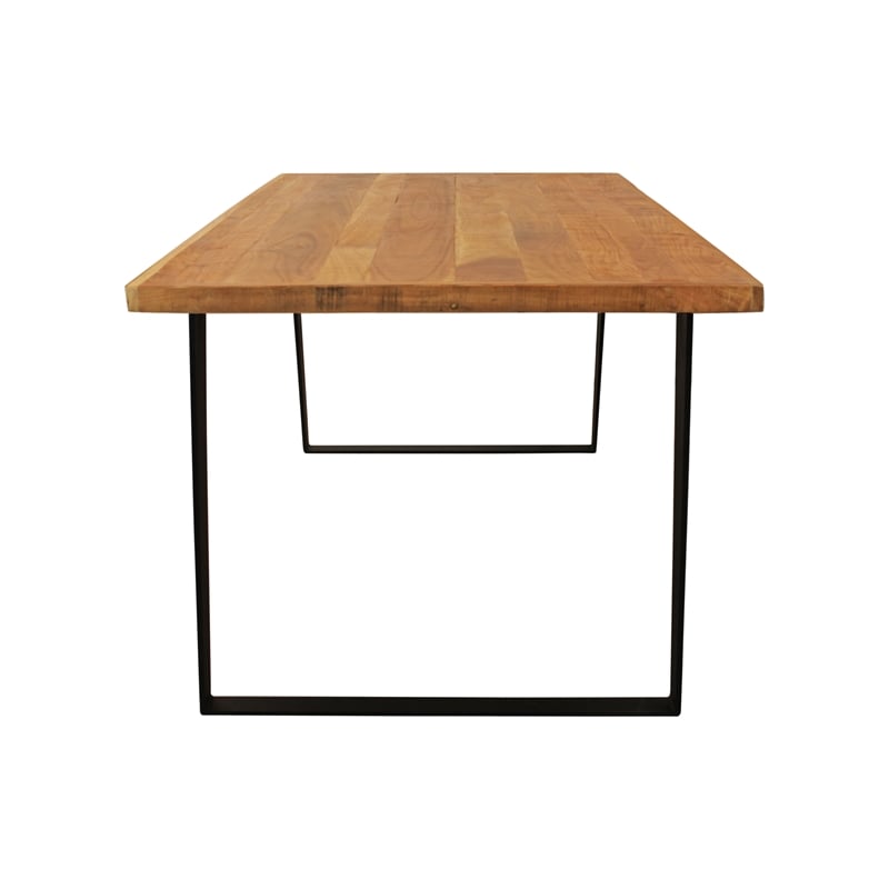 Anaheim Dining Table in Modern Natural Finish on Solid Wood with Iron Base