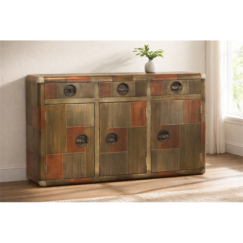 Mar Vista 3-Drawer 3-Door Sideboard with Copper Metal Cladding